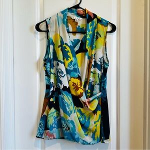 CAbi spring blossom wrap top Small.